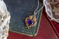 Image 1 of Warrior Angel Sterling Silver Brass Amethyst Pendant Handmade OOAK