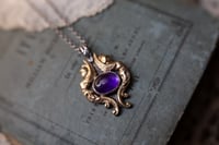 Image 2 of Warrior Angel Sterling Silver Brass Amethyst Pendant Handmade OOAK