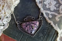 Image 2 of Pink Rhodonite Gothic Victorian Inspired Sterling Silver Amulet Necklace OOAK