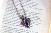 Image 2 of Amethyst Victorian Gothic Filigree Sterling Silver Necklace OOAK