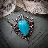 Image 2 of Blue Larimar stone Sterling Silver 925 Handmade Shield Gothic Victorian Necklace, unique natural ...