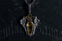 Image 3 of Sterling Silver Memento Mori Necklace, Gothic Skeleton Pendant, Coffin Crystal Jewelry, Silver An...