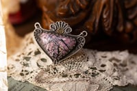 Image 3 of Pink Rhodonite Gothic Victorian Inspired Sterling Silver Amulet Necklace OOAK