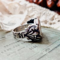 Image 3 of Victorian Sterling Silver Portrait Porcelain Ring Handmade OOAK