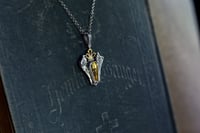 Image 4 of Sterling Silver Memento Mori Necklace, Gothic Skeleton Pendant, Coffin Crystal Jewelry, Silver An...