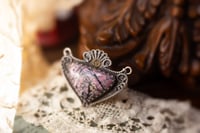 Image 4 of Pink Rhodonite Gothic Victorian Inspired Sterling Silver Amulet Necklace OOAK