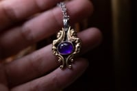 Image 5 of Warrior Angel Sterling Silver Brass Amethyst Pendant Handmade OOAK