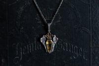 Image 5 of Sterling Silver Memento Mori Necklace, Gothic Skeleton Pendant, Coffin Crystal Jewelry, Silver An...