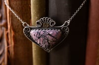 Image 5 of Pink Rhodonite Gothic Victorian Inspired Sterling Silver Amulet Necklace OOAK