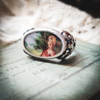 Image 5 of Victorian Sterling Silver Portrait Porcelain Ring Handmade OOAK