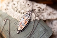 Image 1 of Portrait of a Lady Sterling Silver Broken China Pendant Necklace Victorian Edwardian Gothic OOAK