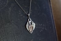 Image 4 of Gothic Winged Skull Necklace, Graveyard Cemetery Themed, Taphophile Gift, Memorial Crystal Jewelry