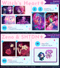 [Stock Sale] Witch's Heart & Zeno Artprints + SHTDN Clear Card