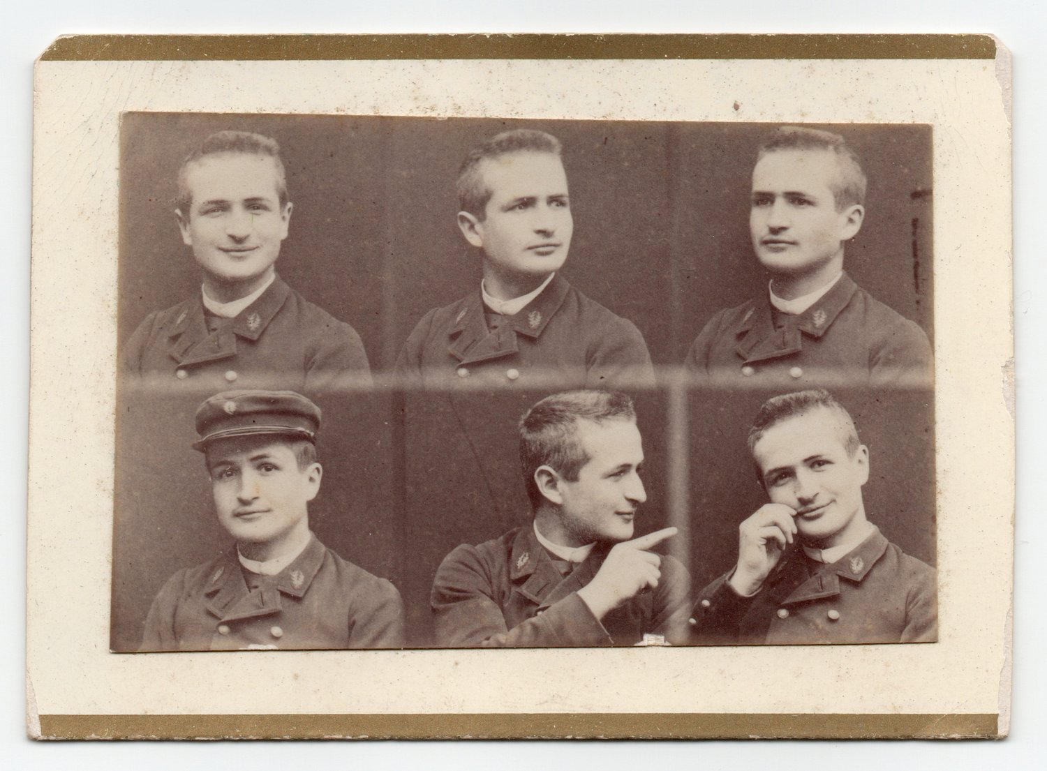 Image of Anonyme: multiple portrait of a smilig man, ca. 1900