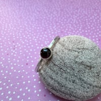 Image 1 of Hammered  Sterling Silver Garnet Ring One M1/2 and one S