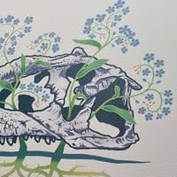 Image 3 of "Majunga-me-not" - Majungasaurus & Forget-Me-Nots - Art Print - 8" x 10"