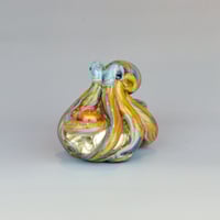 Image 3 of LG. Little Streaky Multicolor Octopus - Flameworked Glass Sculpture Bead