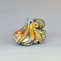 Image 4 of LG. Little Streaky Multicolor Octopus - Flameworked Glass Sculpture Bead