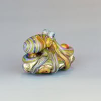 Image 7 of LG. Little Streaky Multicolor Octopus - Flameworked Glass Sculpture Bead