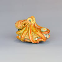 Image 1 of LG. Streaky Golden Orange Octopus - Flameworked Glass Sculpture Bead