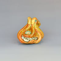 Image 3 of LG. Streaky Golden Orange Octopus - Flameworked Glass Sculpture Bead