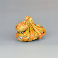 Image 6 of LG. Streaky Golden Orange Octopus - Flameworked Glass Sculpture Bead