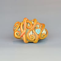 Image 7 of LG. Streaky Golden Orange Octopus - Flameworked Glass Sculpture Bead