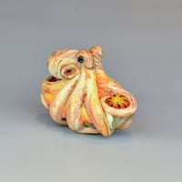 Image 1 of LG. Streaky Sedona Coral Octopus - Flameworked Glass Sculpture Bead