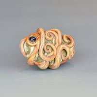 Image 4 of LG. Streaky Sedona Coral Octopus - Flameworked Glass Sculpture Bead