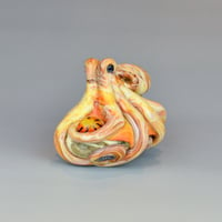 Image 5 of LG. Streaky Sedona Coral Octopus - Flameworked Glass Sculpture Bead