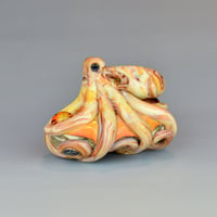 Image 6 of LG. Streaky Sedona Coral Octopus - Flameworked Glass Sculpture Bead