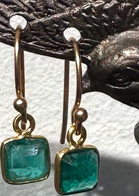 Image of  Tiny Drop Earrings- 14 kt and Semi Precious Stones