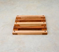 Image 2 of Trivet made of Oak and Cherry, Cooling hot rack, Small Hot Plate, Wooden Ladder Accent Plate