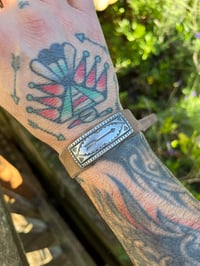 Image 2 of WL&A Handmade Heavy Sterling Ingot Tag and Adjustable Leather Bracelet - Arrow