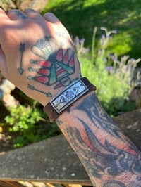 Image 2 of WL&A Handmade Heavy Sterling Ingot Tag and Adjustable Leather Bracelet - Thunderbird 1 