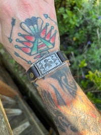 Image 3 of WL&A Handmade Heavy Sterling Ingot Tag and Adjustable Leather Bracelet - Thunderbird 3