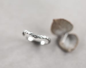 Image of Platinum 2mm laurel carved wishbone ring