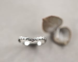 Image of Platinum 2mm laurel carved wishbone ring