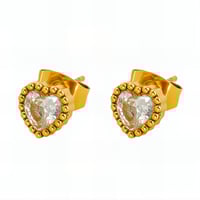 Image 2 of Heart-Shaped Cubic Zirconia Stud Earrings
