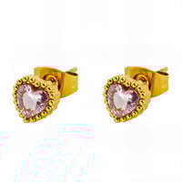 Image 3 of Heart-Shaped Cubic Zirconia Stud Earrings