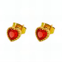 Image 4 of Heart-Shaped Cubic Zirconia Stud Earrings