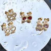 Image 1 of Heart-Shaped Cubic Zirconia Stud Earrings