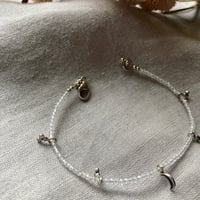 Image 3 of Tiny White Topaz Sterling Silver Moon Bracelet