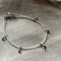 Image 2 of Tiny White Topaz Sterling Silver Moon Bracelet