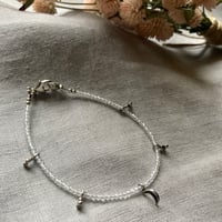 Image 1 of Tiny White Topaz Sterling Silver Moon Bracelet