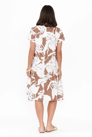 Image of Kylie Linen/Cotton Dress - Brown