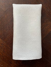Image 1 of Mehitabel's Overshot Napkin in Hemp and Linen Long Table - White on White