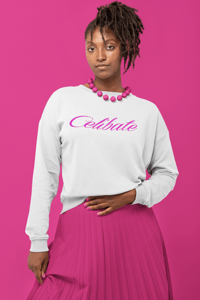 Image 1 of CELIBATE Organic Cotton Blend Sweatshirt with Pink Logo (Unisex)