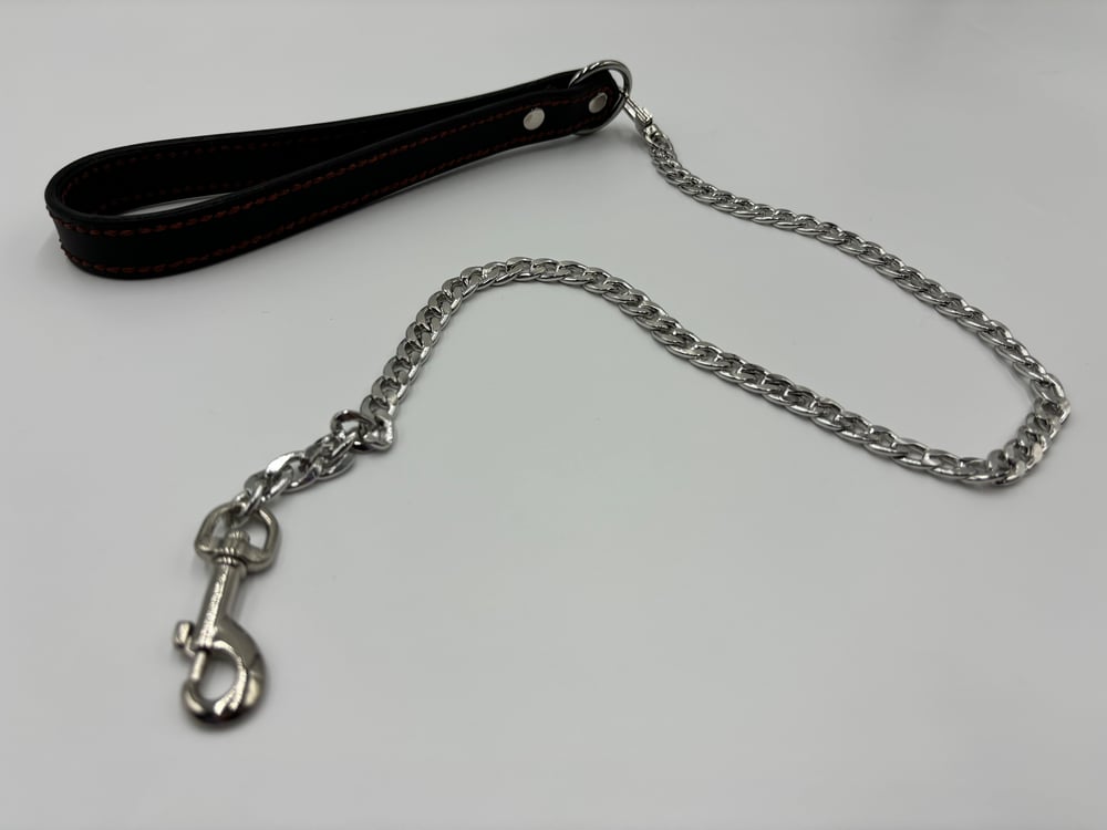 Image of Black & Brown Silver Leather Leash 