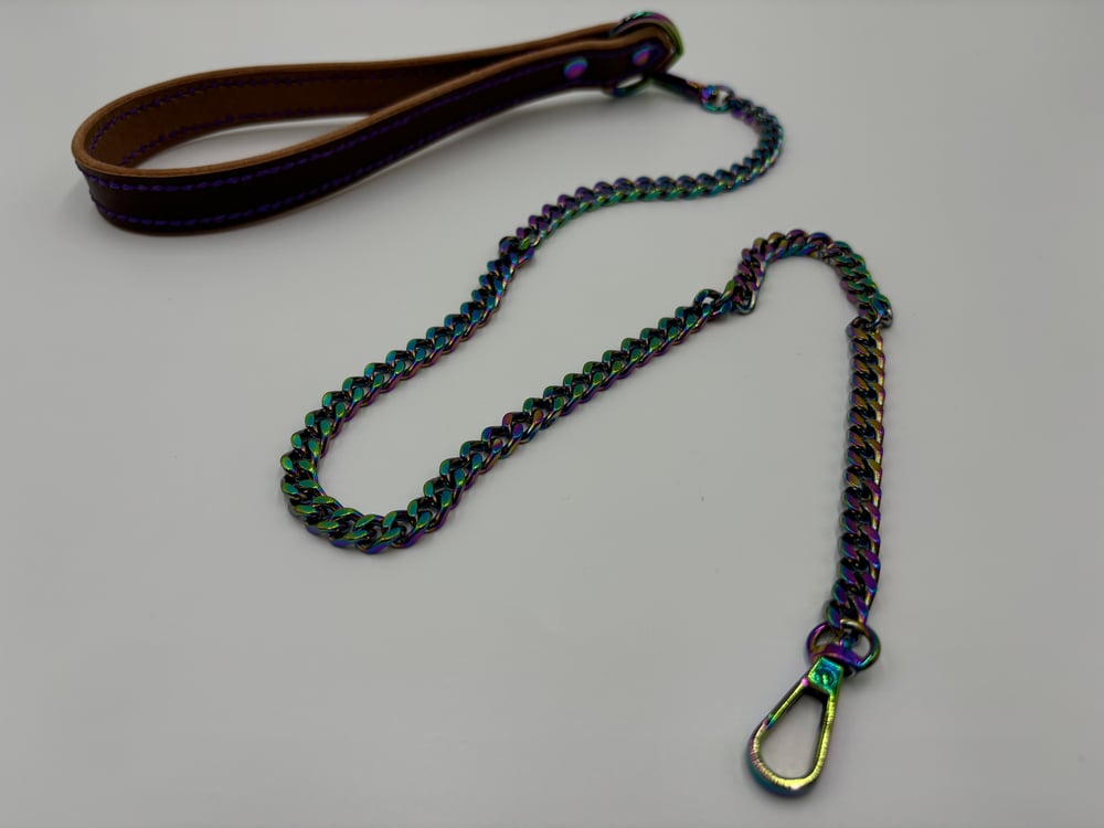 Image of Brown & Purple Rainbow Leather Leash